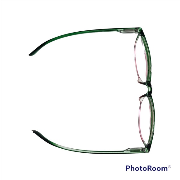 2.50 Reading Glasses Clear Lens Ombré Green Red Frame Oversized Cateye Designer - Picture 5 of 10